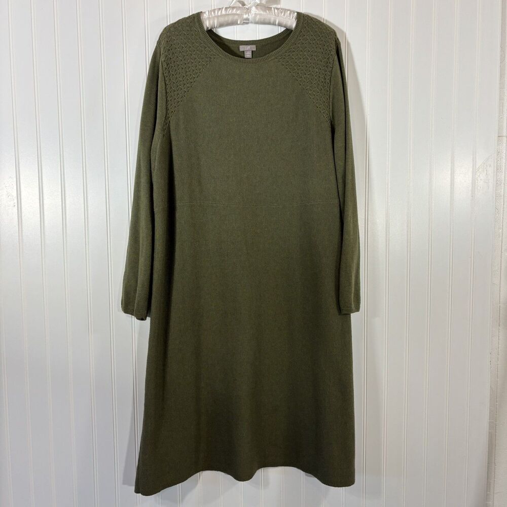 J.Jill Womens Green Sweater Dress 2X Cotton Capsule Classic Minimalist Teacher - Picture 1 of 12